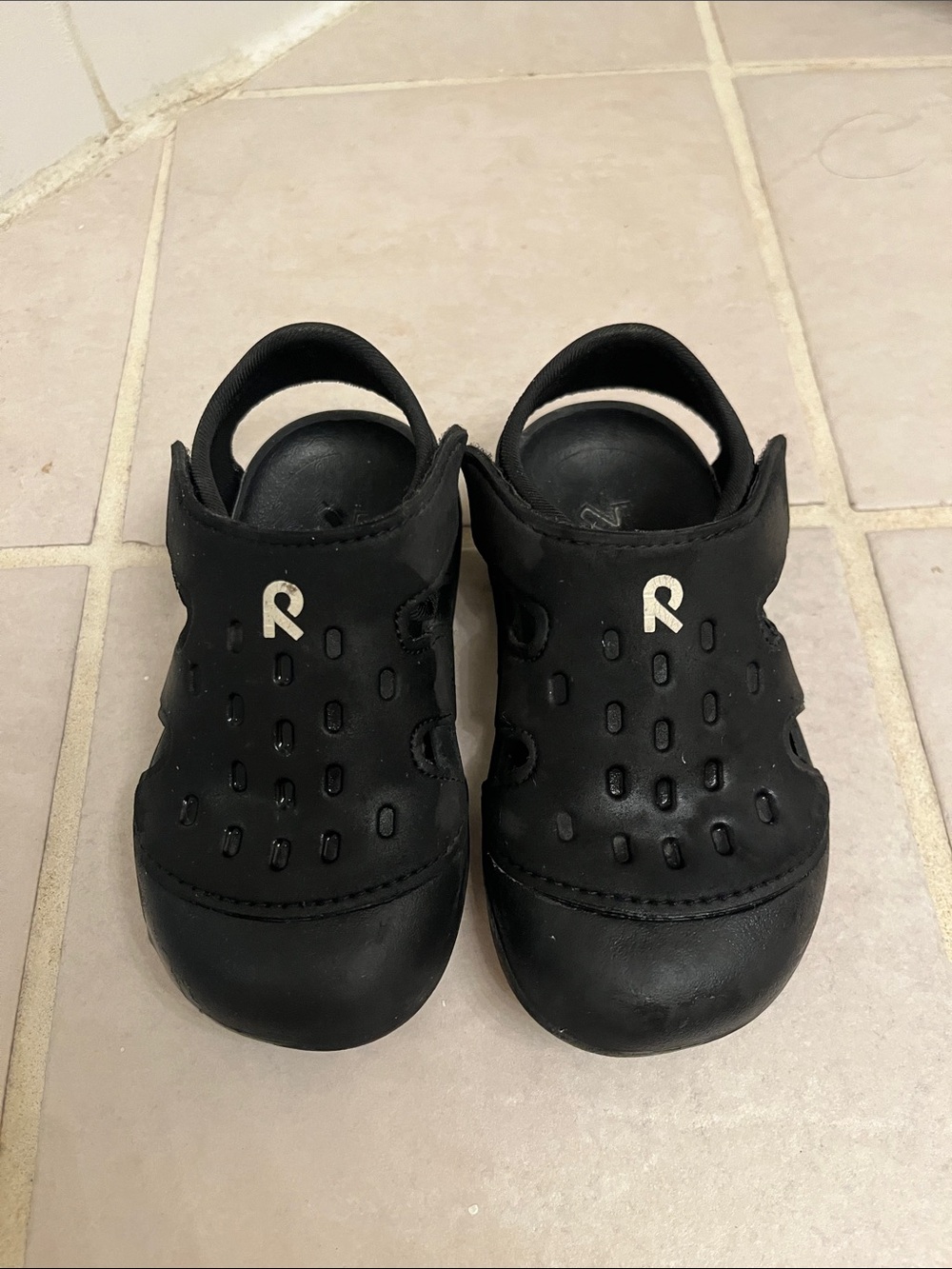 Kids Black Slip-On Sandals with Back Strap